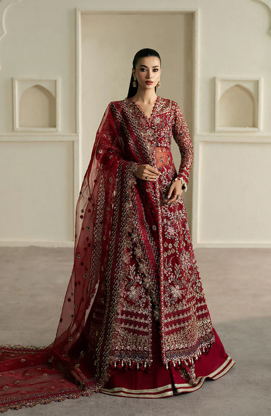 Pehli Nazar by Ayzel Embroidered Organza Unstitched 3 Piece Suit - Naqqash - AY25PHN - Maroon - Festive Collection
