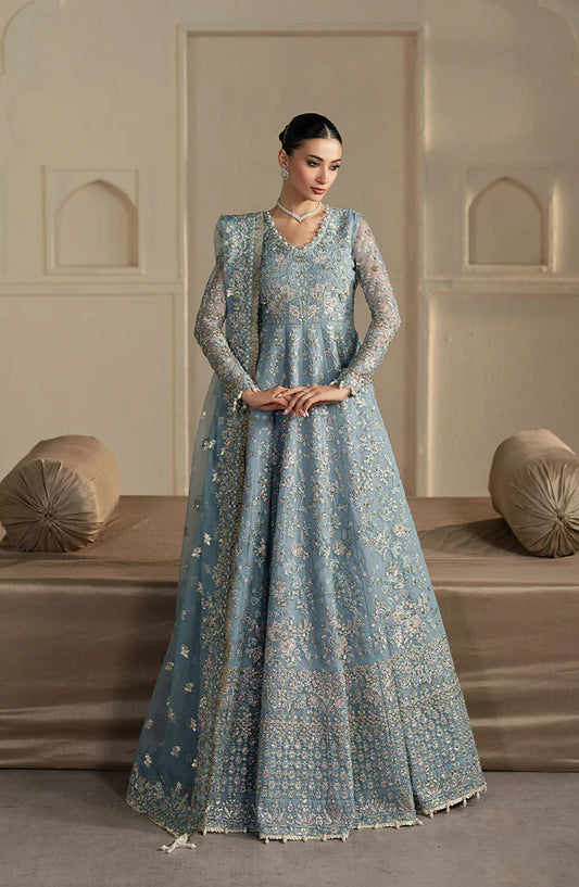 Pehli Nazar by Ayzel Embroidered Organza Unstitched 3 Piece Suit - Fursat - AY25PHN - Ice Blue - Festive Collection
