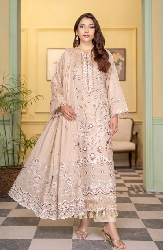 Peridot by Aalaya Exclusive Embroidered Lawn Unstitched 3 Piece Suit - D-03 - ALY26PER - Peach - Summer Collection