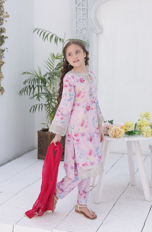 Phool Shehzadi by Shanzey Embroidered Lawn Stitched 3 Piece Suit - SHK-6105 - SHZ26PSZ - Blush Pink - Girls Summer Collection
