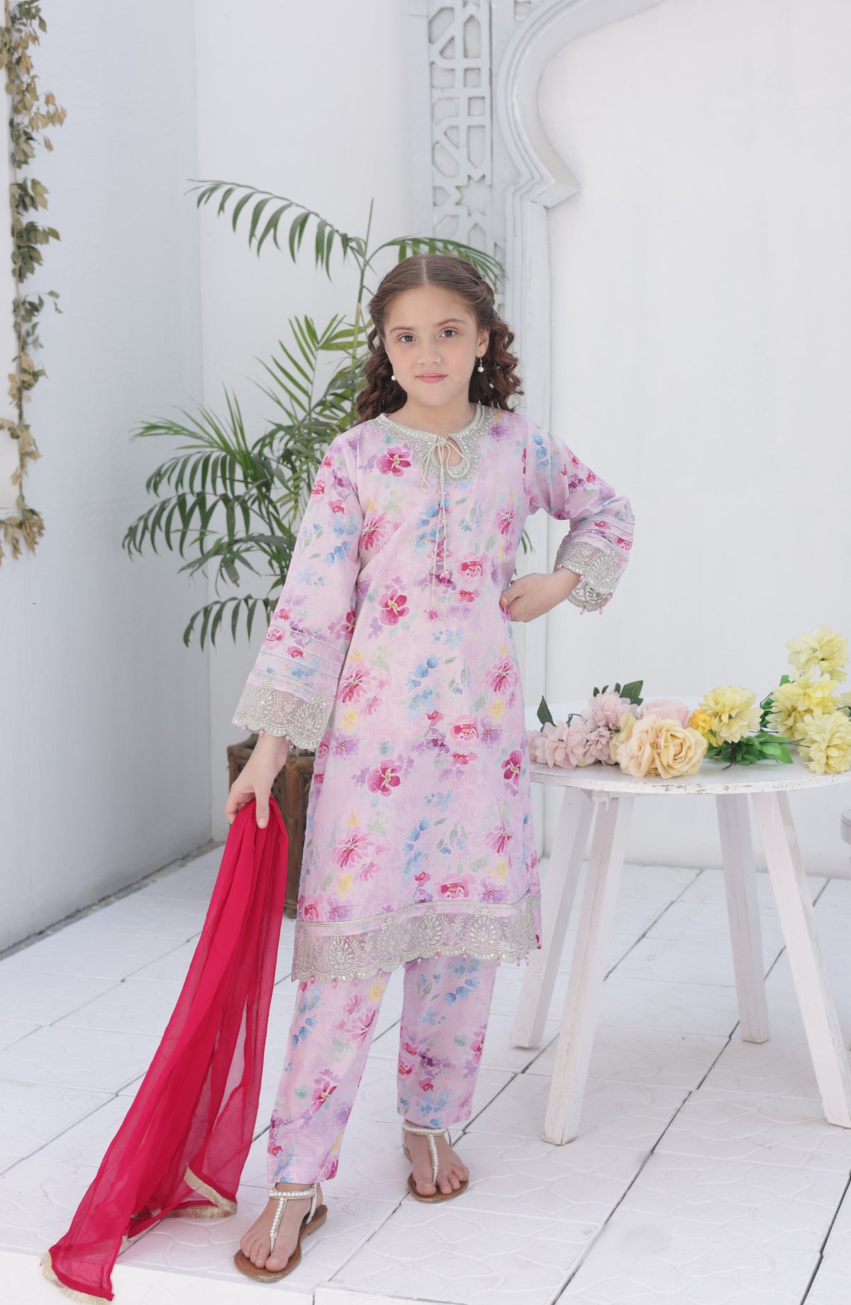 Phool Shehzadi by Shanzey Embroidered Lawn Stitched 3 Piece Suit - SHK-6105 - SHZ26PSZ - Blush Pink - Girls Summer Collection