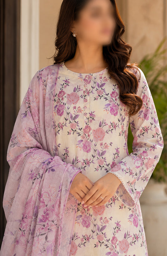 Phoolkari by Amna Khadija Printed Lawn Stitched 3 Piece Suit - APKP-01 - AM26APKP - Pink - Summer Collection