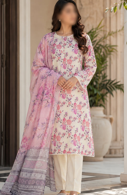 Phoolkari by Amna Khadija Printed Lawn Stitched 3 Piece Suit - APKP-01 - AM26APKP - Pink - Summer Collection