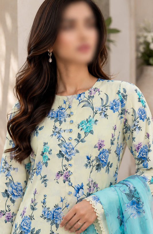 Phoolkari by Amna Khadija Printed Lawn Stitched 3 Piece Suit - APKP-05 - AM26APKP - Sea Green - Summer Collection