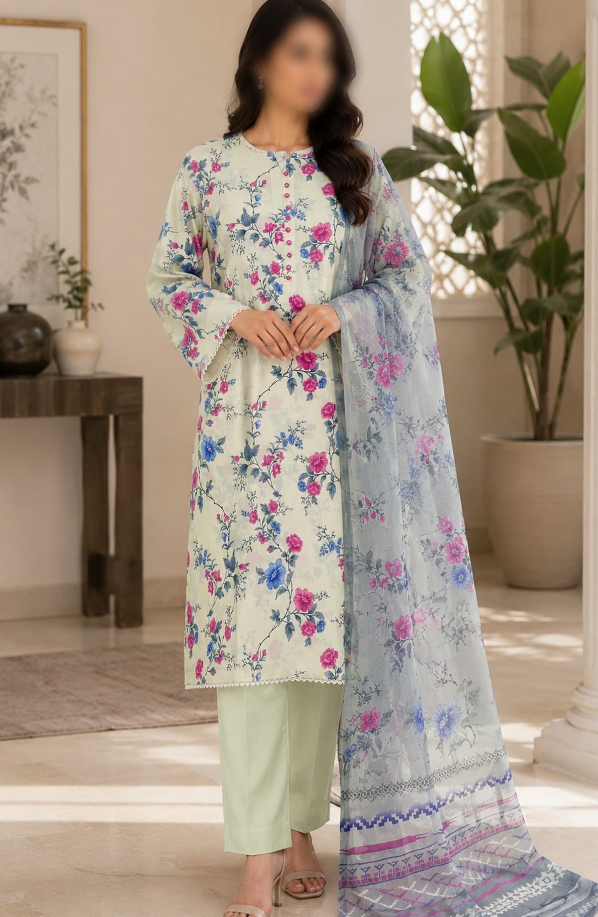 Phoolkari by Amna Khadija Printed Lawn Stitched 3 Piece Suit - APKP-06 - AM26APKP - Multi - Summer Collection