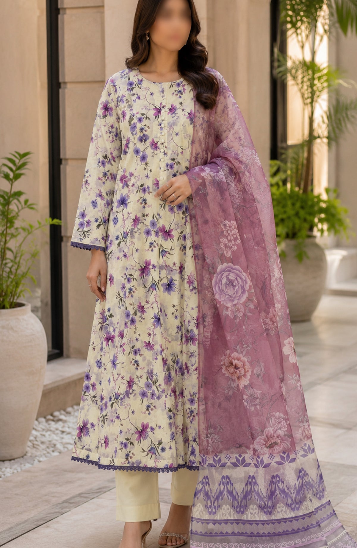 Phoolkari by Amna Khadija Printed Lawn Stitched 3 Piece Suit - APKP-07 - AM26APKP - Multi - Summer Collection