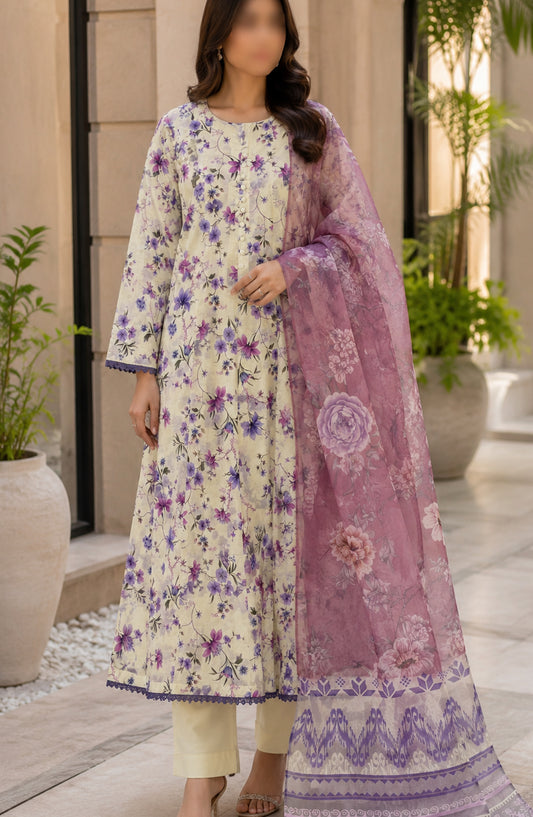 Phoolkari by Amna Khadija Printed Lawn Stitched 3 Piece Suit - APKP-07 - AM26APKP - Multi - Summer Collection