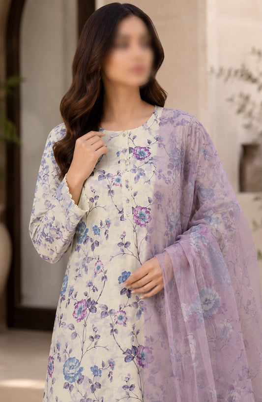 Phoolkari by Amna Khadija Printed Lawn Stitched 3 Piece Suit - APKP-09 - AM26APKP - Blue - Summer Collection