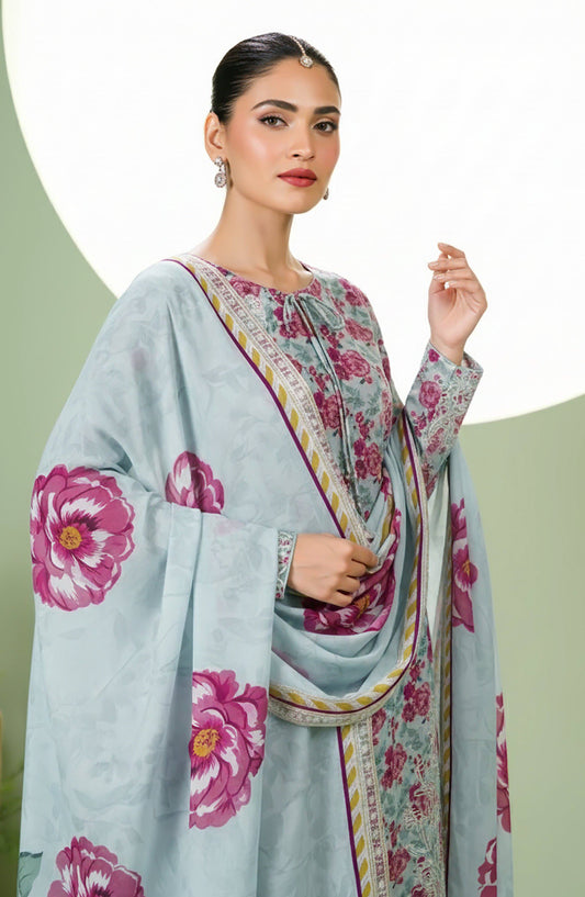 Phulkari by Al Karim Embroidered Lawn Unstitched 3 Piece Suit - D-06 - AK26PHL - Blue - Summer Collection