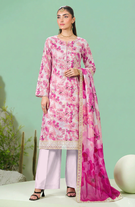 Phulkari by Al Karim Embroidered Lawn Unstitched 3 Piece Suit - D-03 - AK26PHL - Pink - Summer Collection