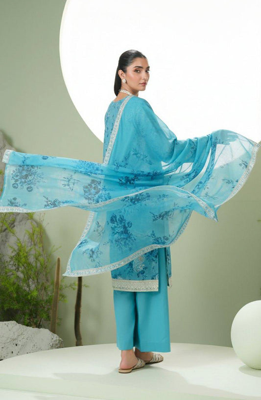 Phulkari by Al Karim Embroidered Lawn Unstitched 3 Piece Suit - D-01 - AK26PHL - Blue - Summer Collection
