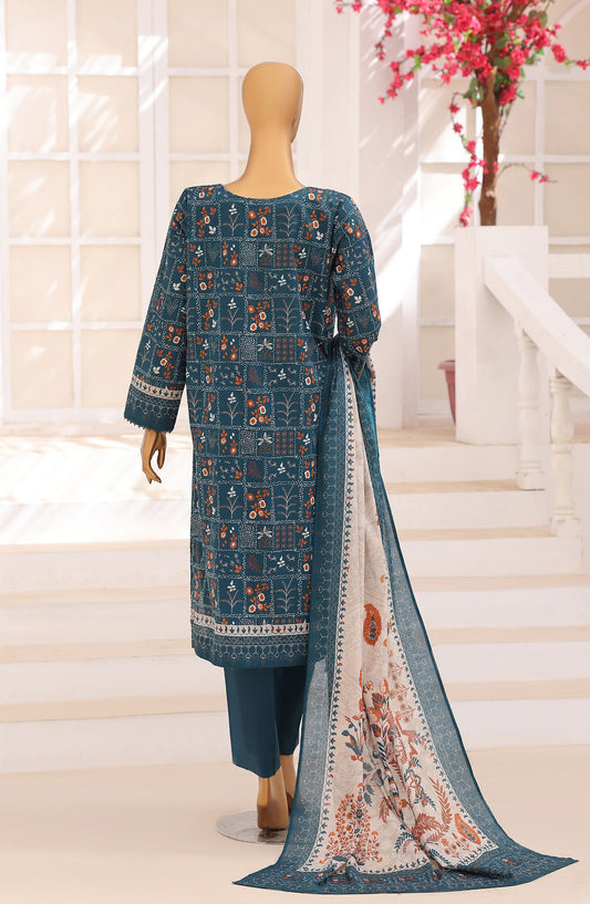 Platinum Floral by HZ Printed Lawn Unstitched 3 Piece Suit - HD-06 - HZ26PLFL - Blue - Summer Collection