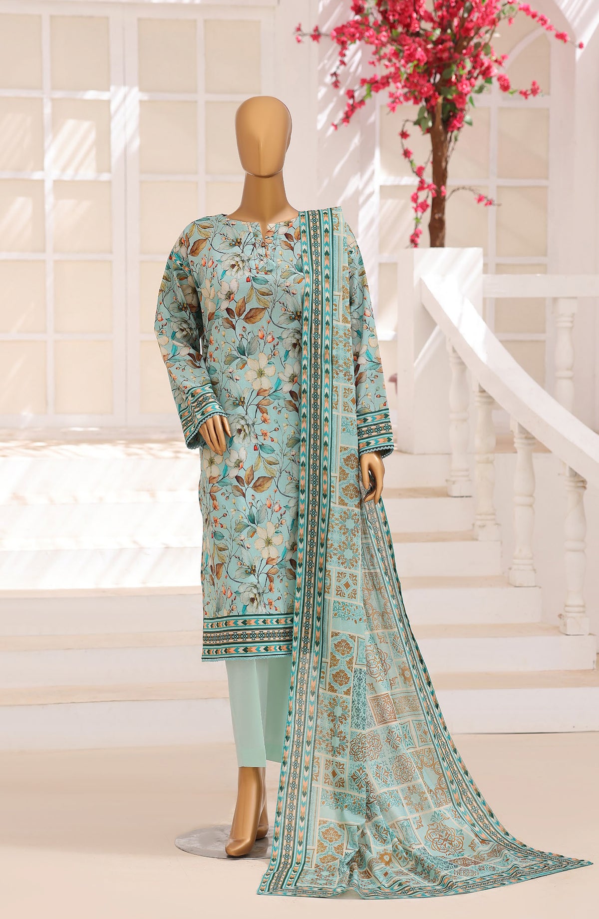 Platinum Floral by HZ Printed Lawn Unstitched 3 Piece Suit - HD-02 - HZ26PLFL - Green - Summer Collection