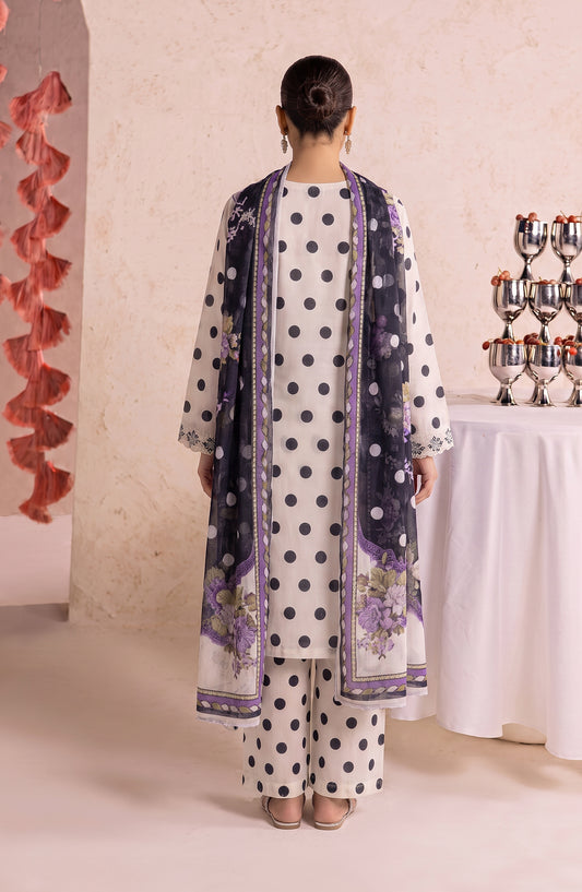 Polka Romance by Amna Khadija Embroidered Lawn Stitched 3 Piece Suit - AKPR-02 - AM26PKRM - Black - Summer Collection
