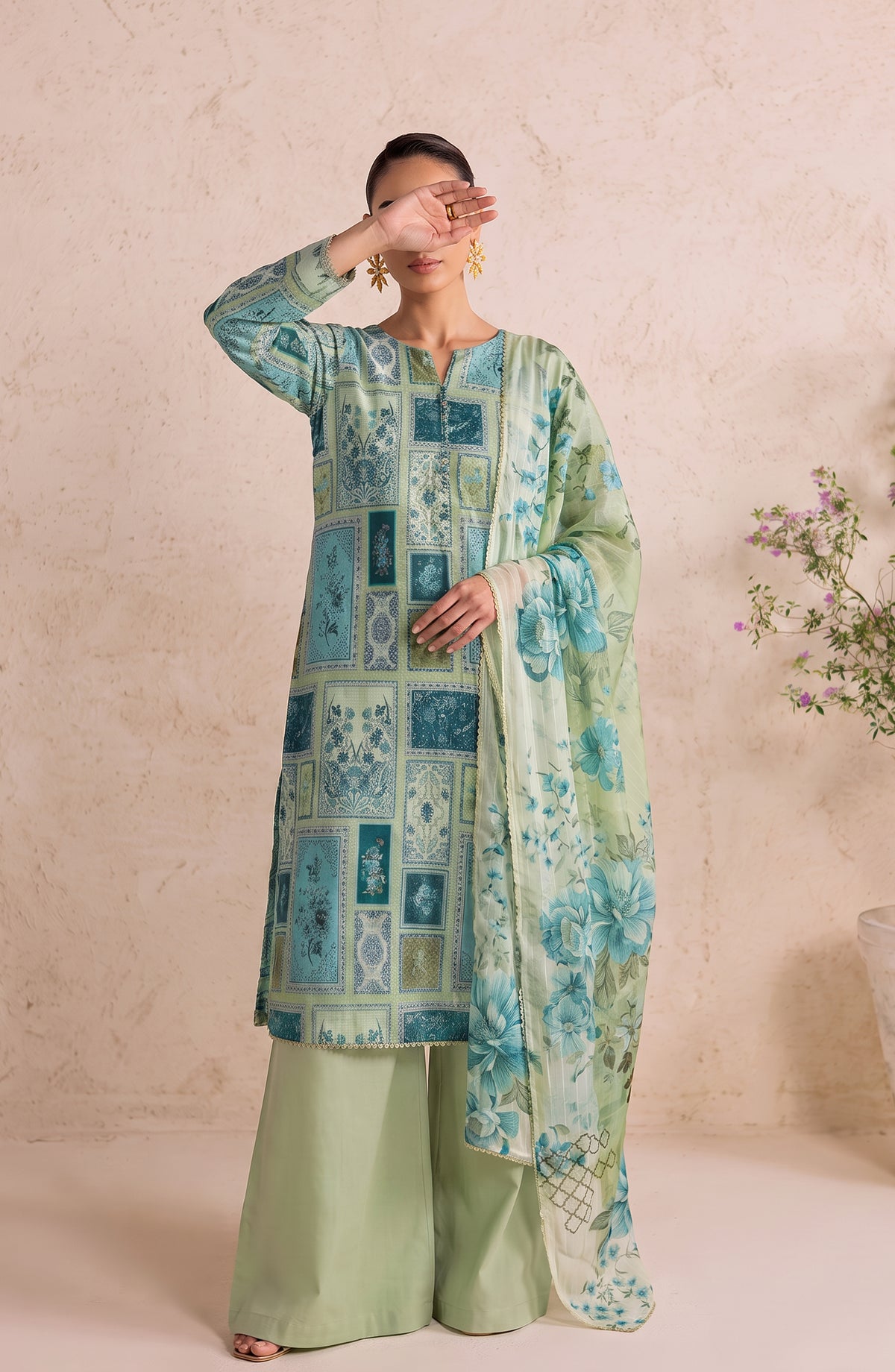Polka Romance by Amna Khadija Printed Lawn Stitched 3 Piece Suit - AKPR-04 - AM26PKRM - Green - Summer Collection