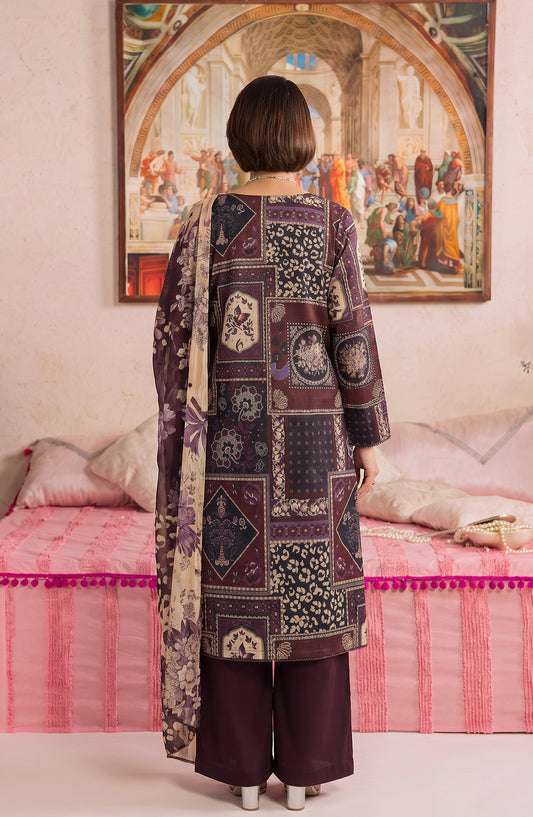 Polka Romance by Amna Khadija Printed Lawn Stitched 3 Piece Suit - AKPR-05 - AM26PKRM - Brown - Summer Collection