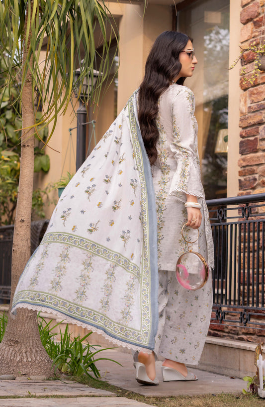 Print Kari by Aalaya Embroidered Lawn Unstitched 3 Piece Suit - D-08 - ALY26PRK - Off White - Summer Collection