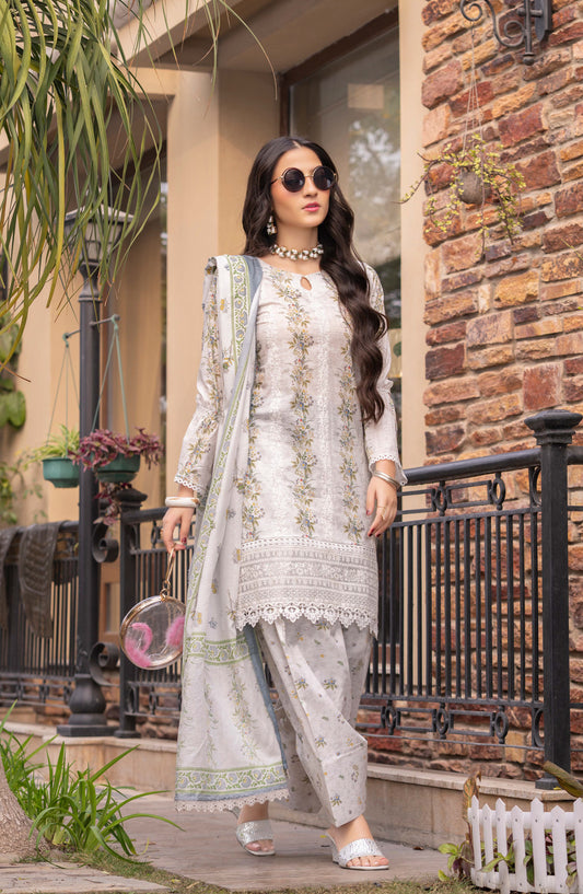 Print Kari by Aalaya Embroidered Lawn Unstitched 3 Piece Suit - D-08 - ALY26PRK - Off White - Summer Collection