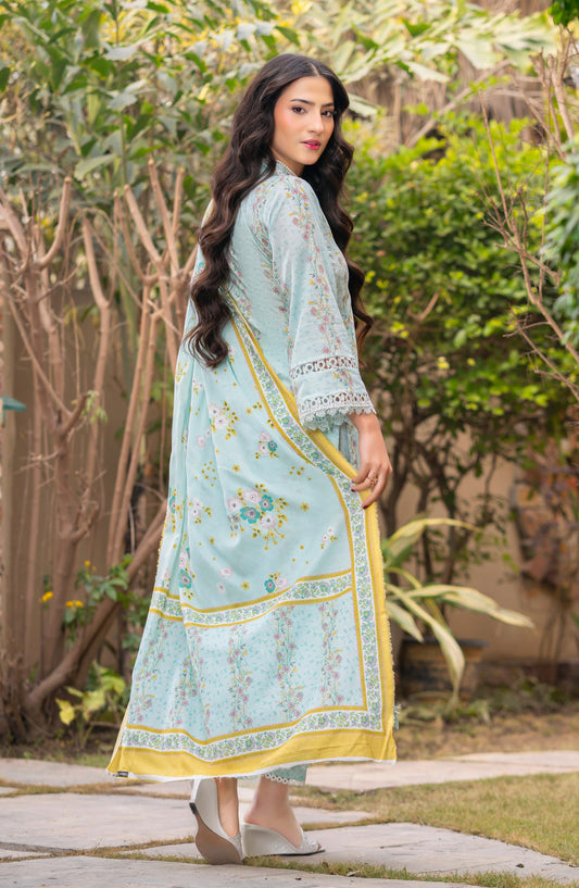 Print Kari by Aalaya Embroidered Lawn Unstitched 3 Piece Suit - D-02 - ALY26PRK - Blue - Summer Collection