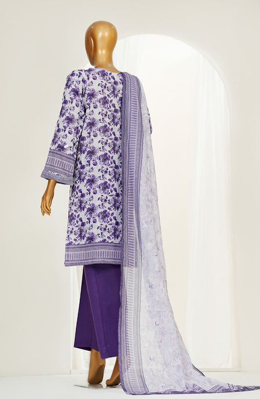 Printkari by HZ Textile Embroidered Chikankari Lawn Stitched 3 Piece Suit - HZ25PNK4 - LPK-3P-502 PURPLE - Summer Collection