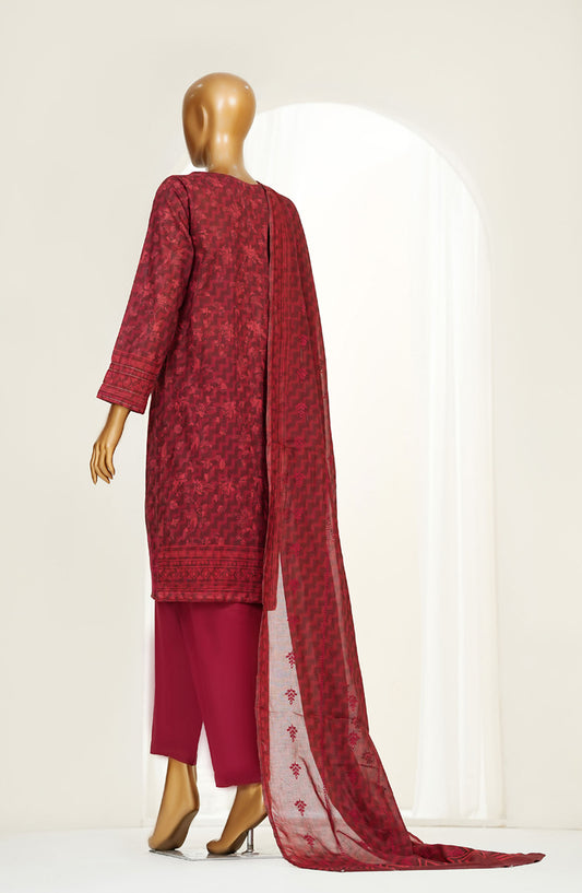 Printkari by HZ Textile Embroidered Chikankari Lawn Stitched 3 Piece Suit - HZ25PNK4 - LPK-3P-503 MAROON - Summer Collection