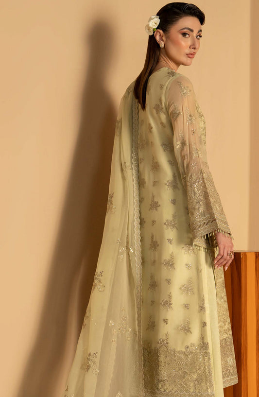 Purkashish Lavish Premium Embroidered Chiffon Unstitched 3 Piece Suit - 10 Pistachio Glow - LP26PRK - Green - Festive Collection