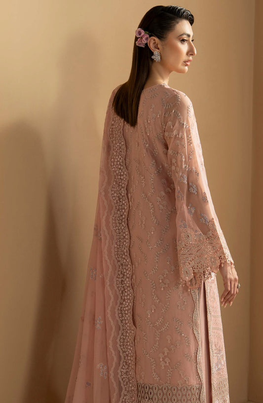 Purkashish Lavish Premium Embroidered Chiffon Unstitched 3 Piece Suit - 02 Blush Rose - LP26PRK - Pink - Festive Collection