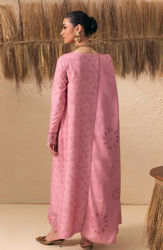 Qalamkar Embroidered Slub Linen Unstitched 3 Piece Suit - QPW-07A - QL26LI - Pink - Winter Collection