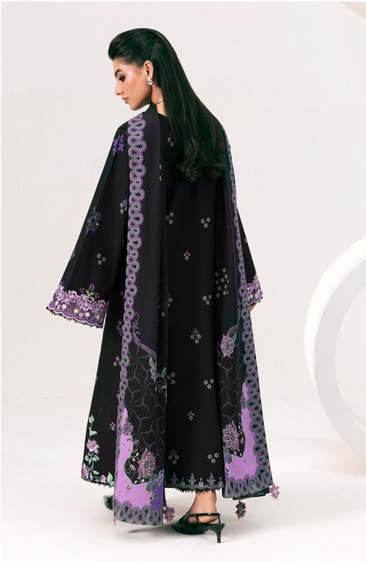 Qalamkar Embroidered Slub Linen Unstitched 3 Piece Suit - QPW-09B - QL26LI - Black - Winter Collection