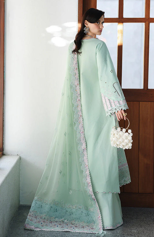 Qalamkar Embroidered Lawn Unstitched 3 Piece Suit - CM-08 SEREN - QL26CHE - Ferozi - Eid Collection