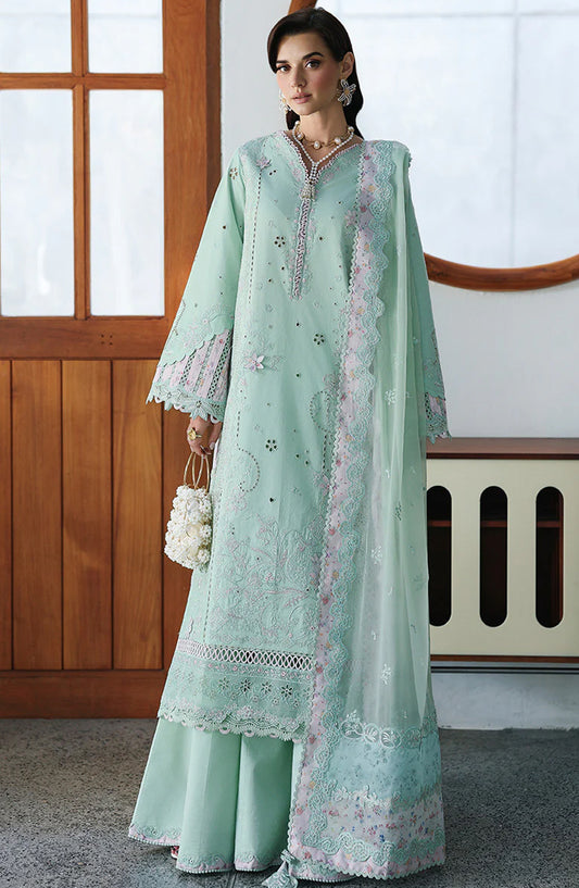 Qalamkar Embroidered Lawn Unstitched 3 Piece Suit - CM-08 SEREN - QL26CHE - Ferozi - Eid Collection