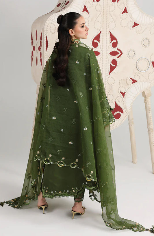 Qalamkar Embroidered Lawn Unstitched 3 Piece Suit - Vesta - QL26FST - Green - Festive Collection