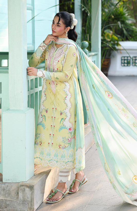 Qalamkar QPrints Embroidered Lawn Unstitched 3 Piece Suit - AX-10-A JOVIE - QL26QPN - Green - Summer Collection