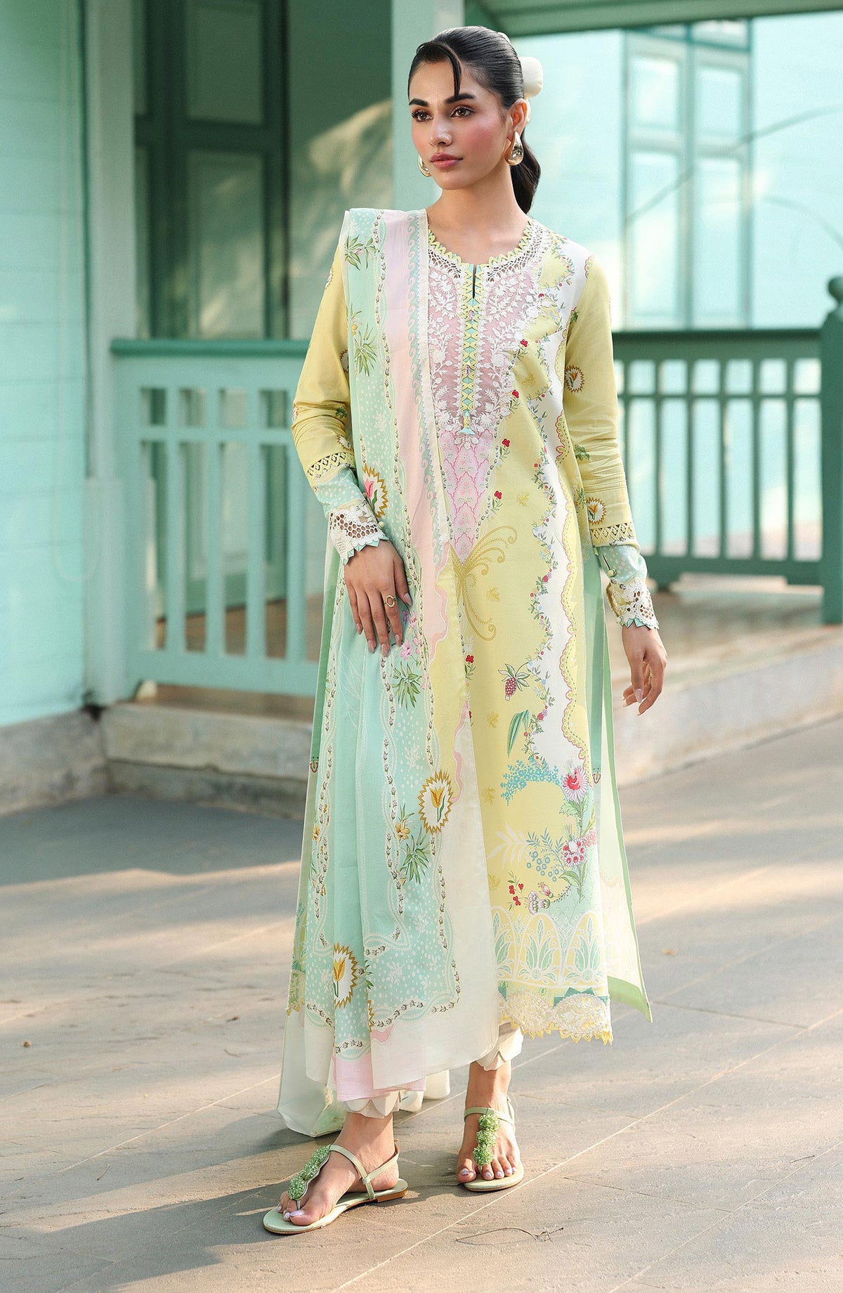 Qalamkar QPrints Embroidered Lawn Unstitched 3 Piece Suit - AX-10-A JOVIE - QL26QPN - Green - Summer Collection