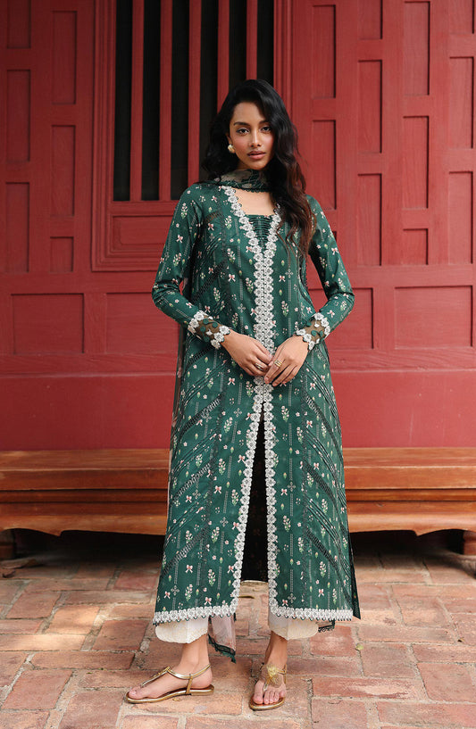 Qalamkar QPrints Embroidered Lawn Unstitched 3 Piece Suit - AX-09-B GREER - QL26QPN - Green - Summer Collection