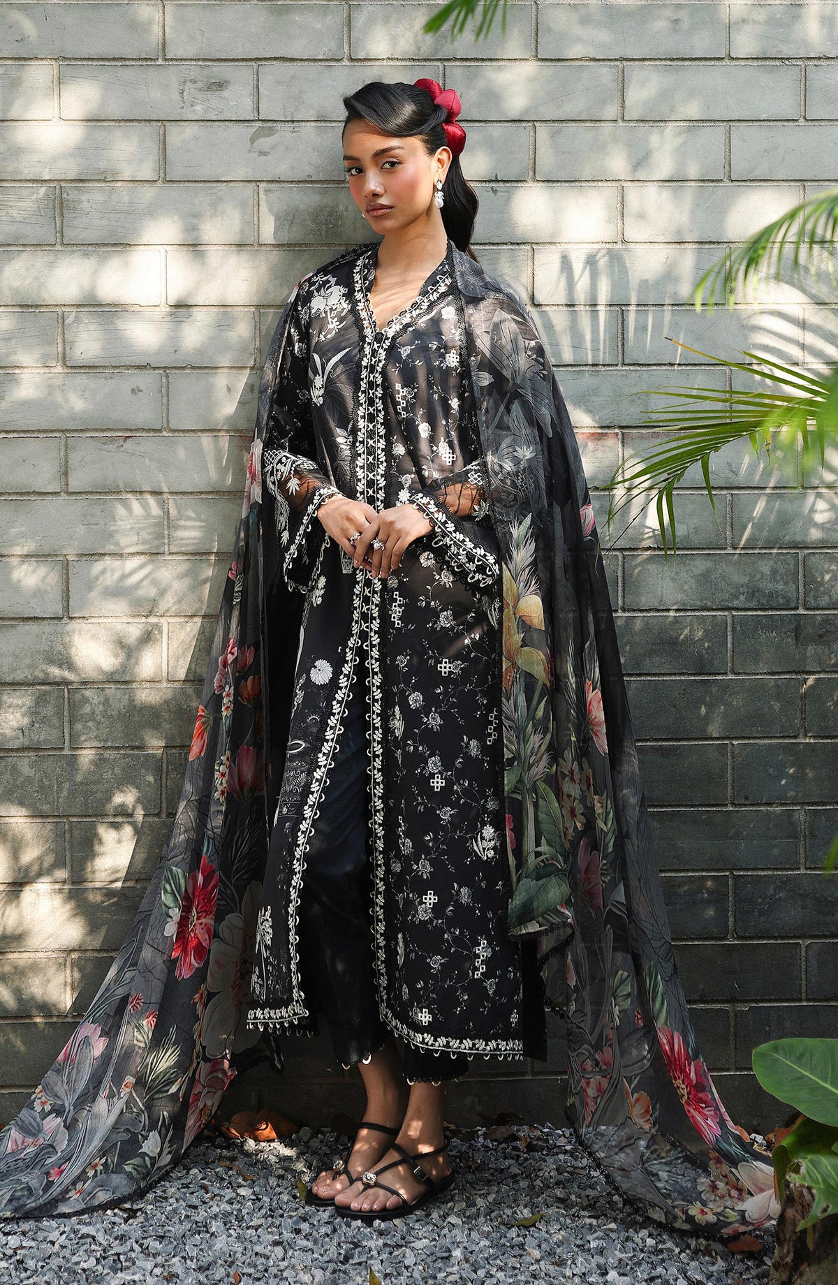 Qalamkar QPrints Embroidered Lawn Unstitched 3 Piece Suit - AX-08-B EAVAN - QL26QPN - Black - Summer Collection