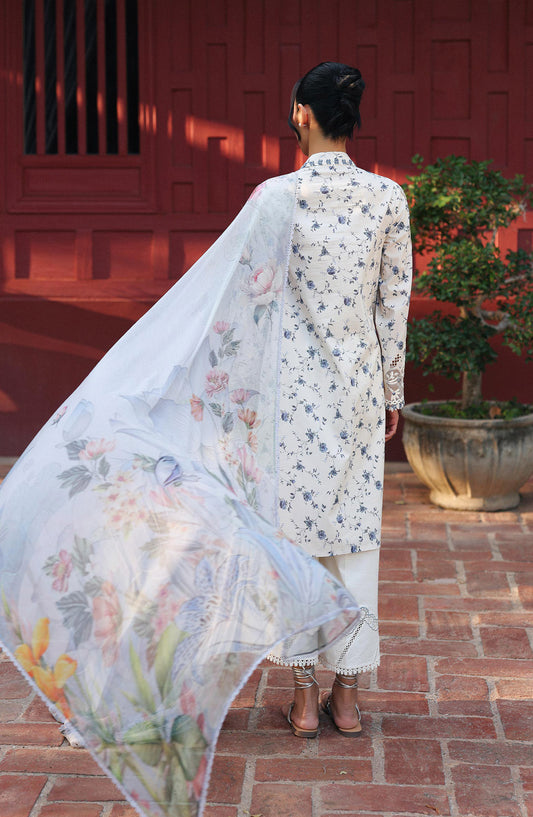 Qalamkar QPrints Embroidered Lawn Unstitched 3 Piece Suit - AX-08-A AERIN - QL26QPN - Off White - Summer Collection