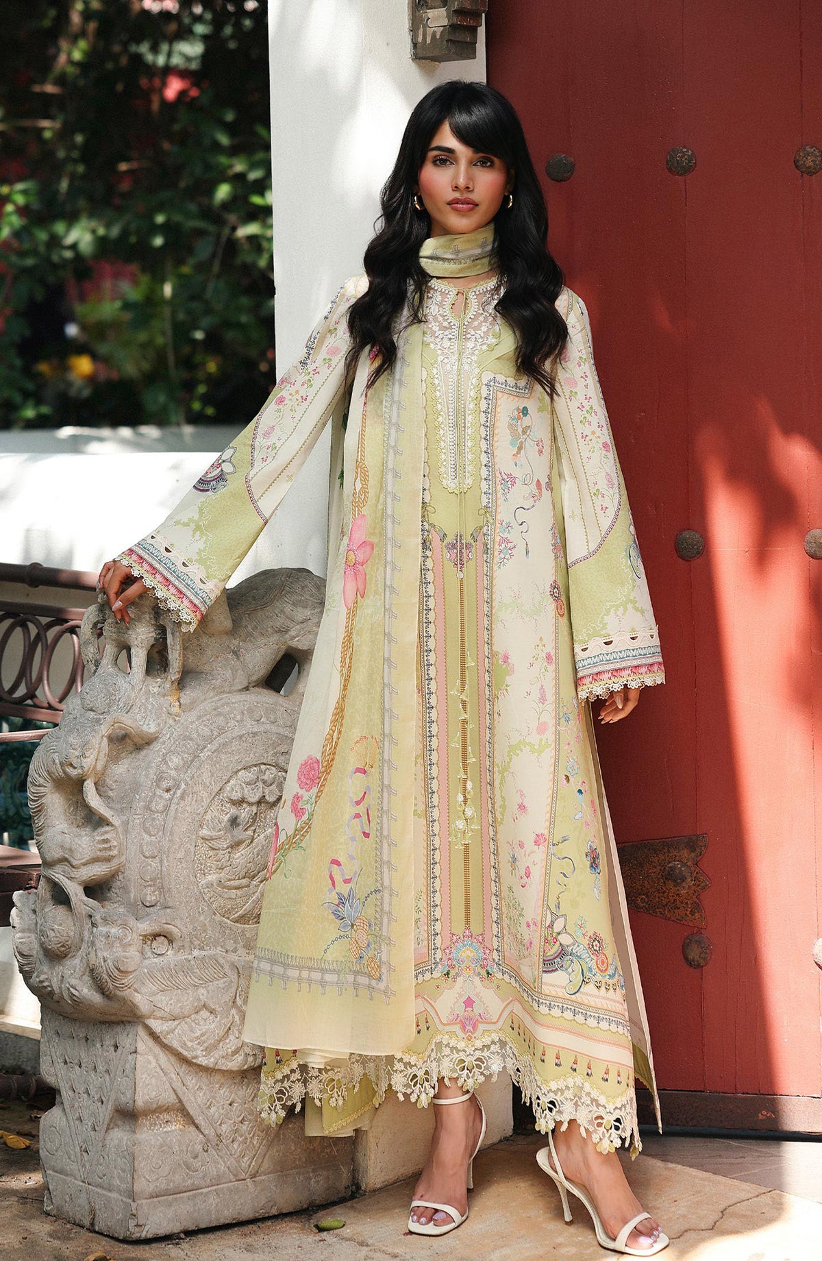 Qalamkar QPrints Embroidered Lawn Unstitched 3 Piece Suit - AX-06-B VAILA - QL26QPN - Green - Summer Collection