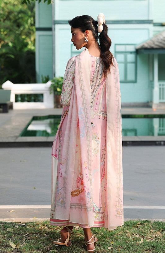 Qalamkar QPrints Embroidered Lawn Unstitched 3 Piece Suit - AX-06-A ELARA - QL26QPN - Pink - Summer Collection