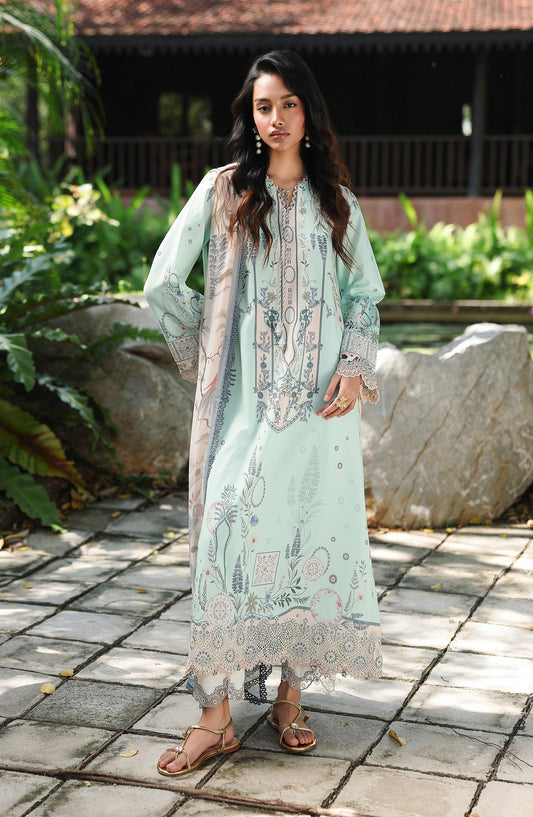 Qalamkar QPrints Embroidered Lawn Unstitched 3 Piece Suit - AX-04-A SLONA - QL26QPN - Blue - Summer Collection