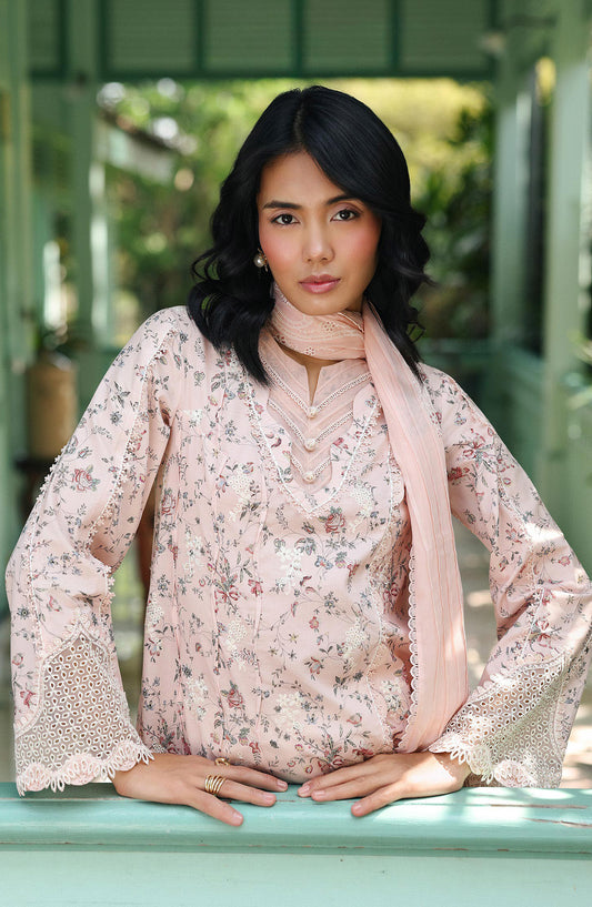 Qalamkar QPrints Embroidered Lawn Unstitched 3 Piece Suit - AX-02-B KENA - QL26QPN - Pink - Summer Collection