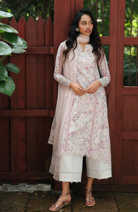 Qalamkar QPrints Embroidered Lawn Unstitched 3 Piece Suit - AX-02-A AILSA - QL26QPN - Pink - Summer Collection