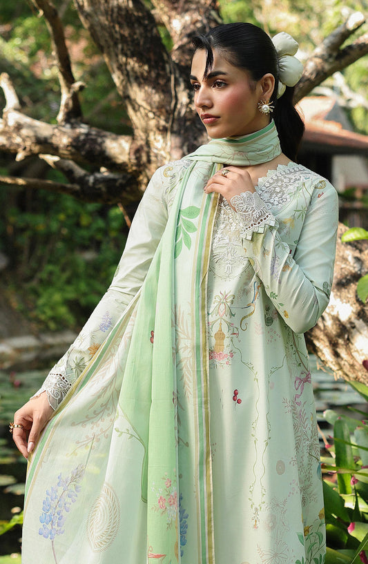 Qalamkar QPrints Embroidered Lawn Unstitched 3 Piece Suit - AX-01-A NEVE - QL26QPN - Green - Summer Collection