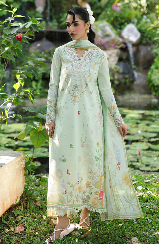 Qalamkar QPrints Embroidered Lawn Unstitched 3 Piece Suit - AX-01-A NEVE - QL26QPN - Green - Summer Collection