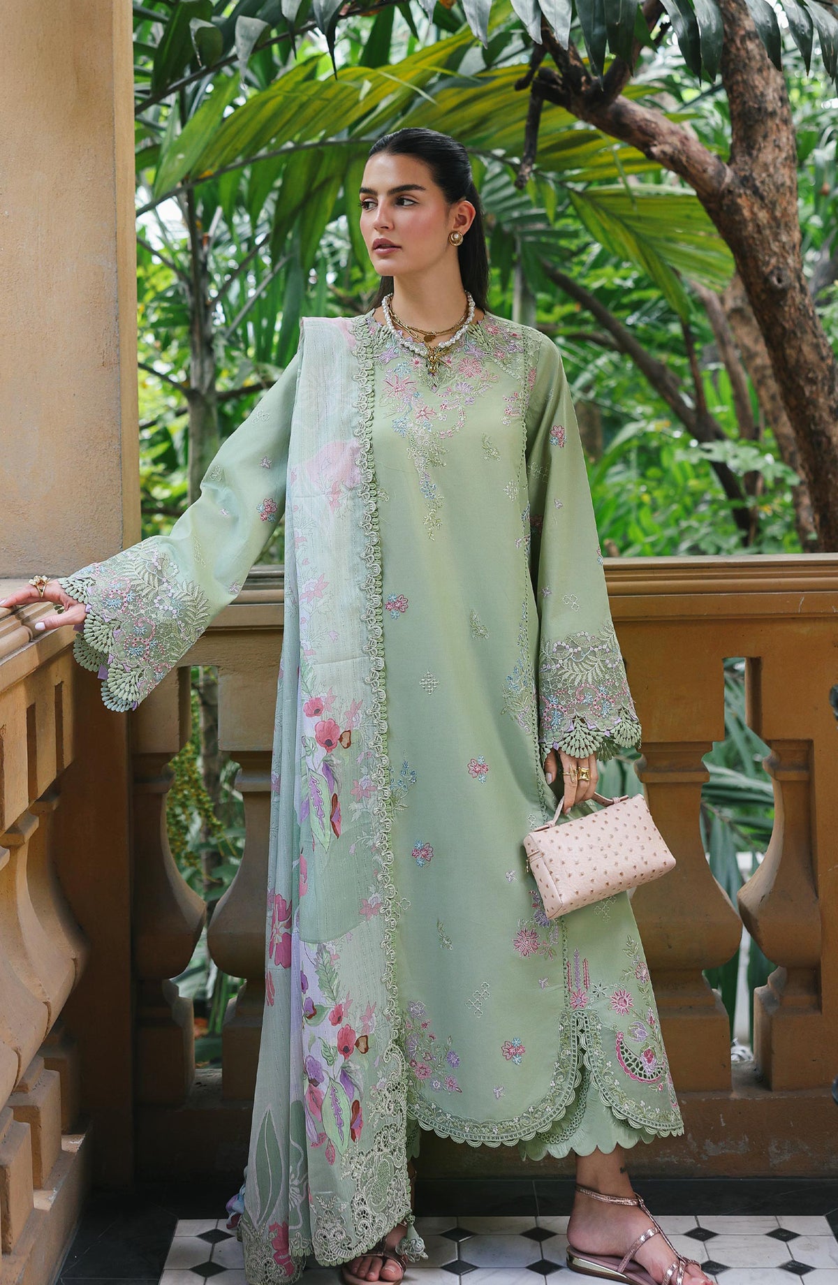 Qalamkar Qline Embroidered Lawn Unstitched 3 Piece Suit - RP-15 Rivah - QL26QLWN - Green - Summer Collection