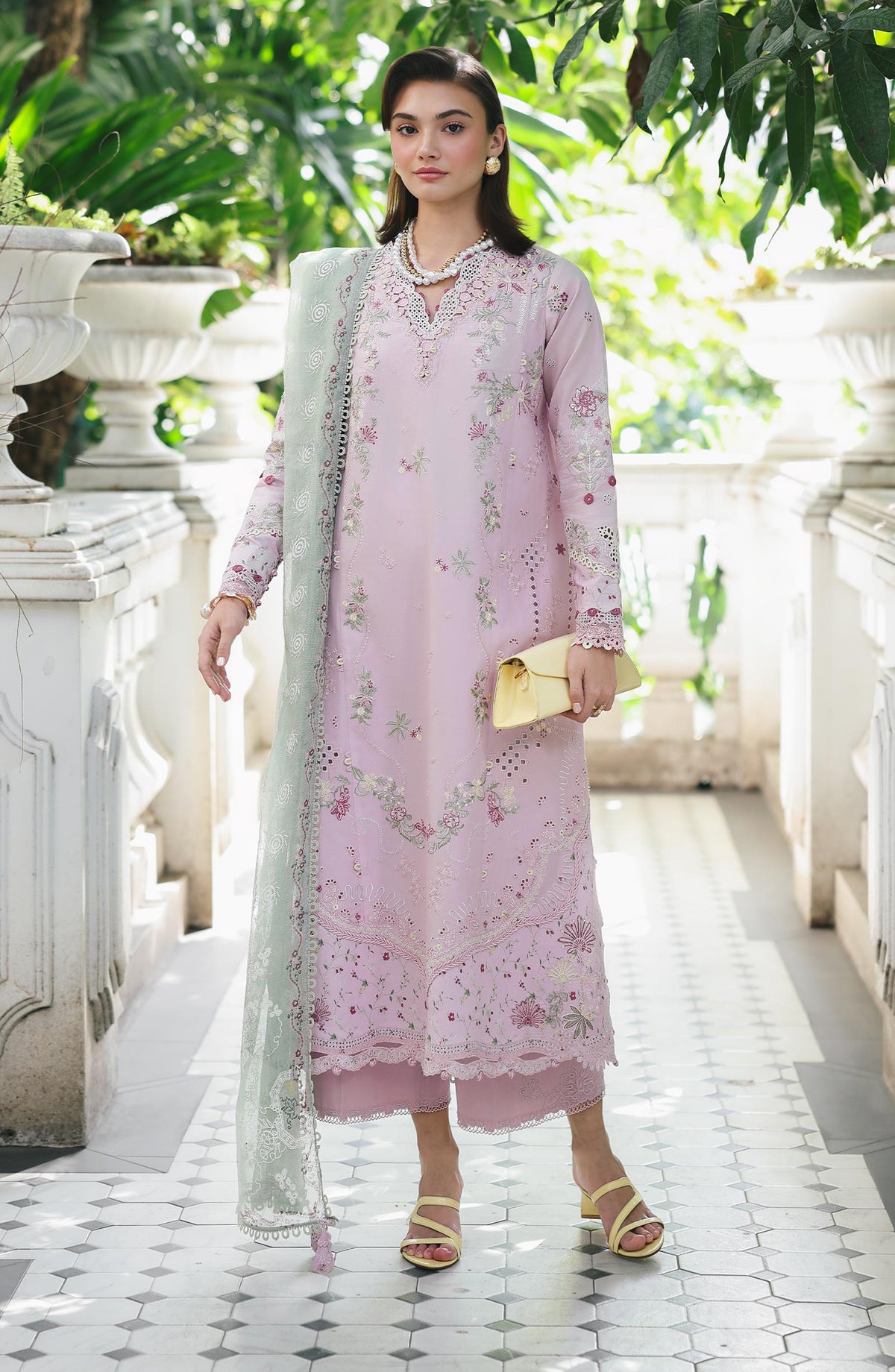 Qalamkar Qline Embroidered Lawn Unstitched 3 Piece Suit - RP-11 Inaya - QL26QLWN - Pink - Summer Collection