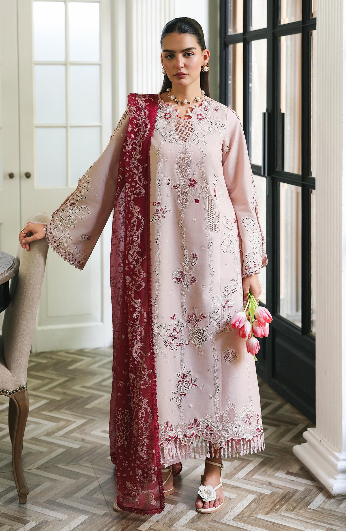 Qalamkar Qline Embroidered Lawn Unstitched 3 Piece Suit - RP-09 Reyna - QL26QLWN - Pink - Summer Collection
