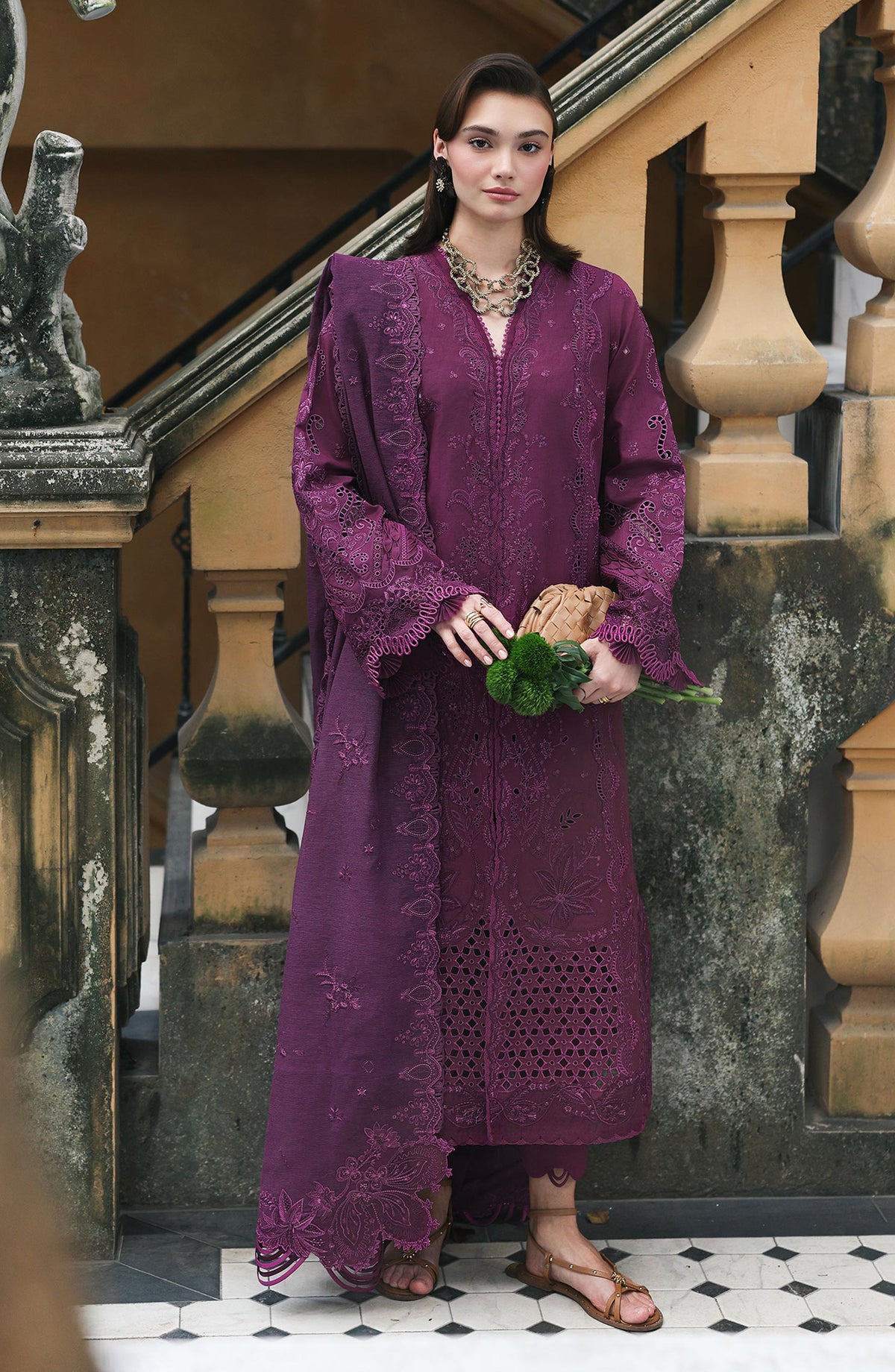 Qalamkar Qline Embroidered Lawn Unstitched 3 Piece Suit - RP-08 Liora - QL26QLWN - Purple - Summer Collection