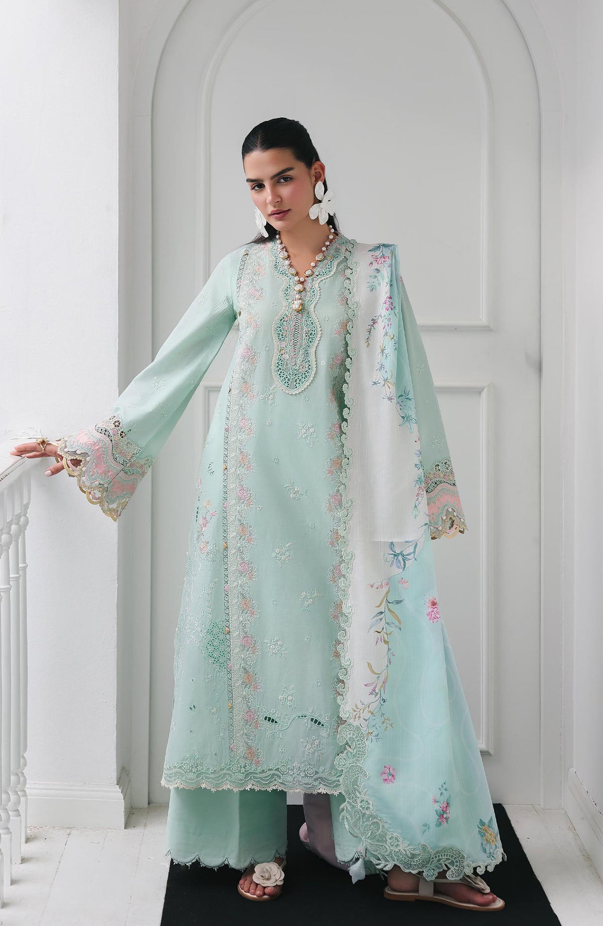 Qalamkar Qline Embroidered Lawn Unstitched 3 Piece Suit - RP-05 Raha - QL26QLWN - Green - Summer Collection
