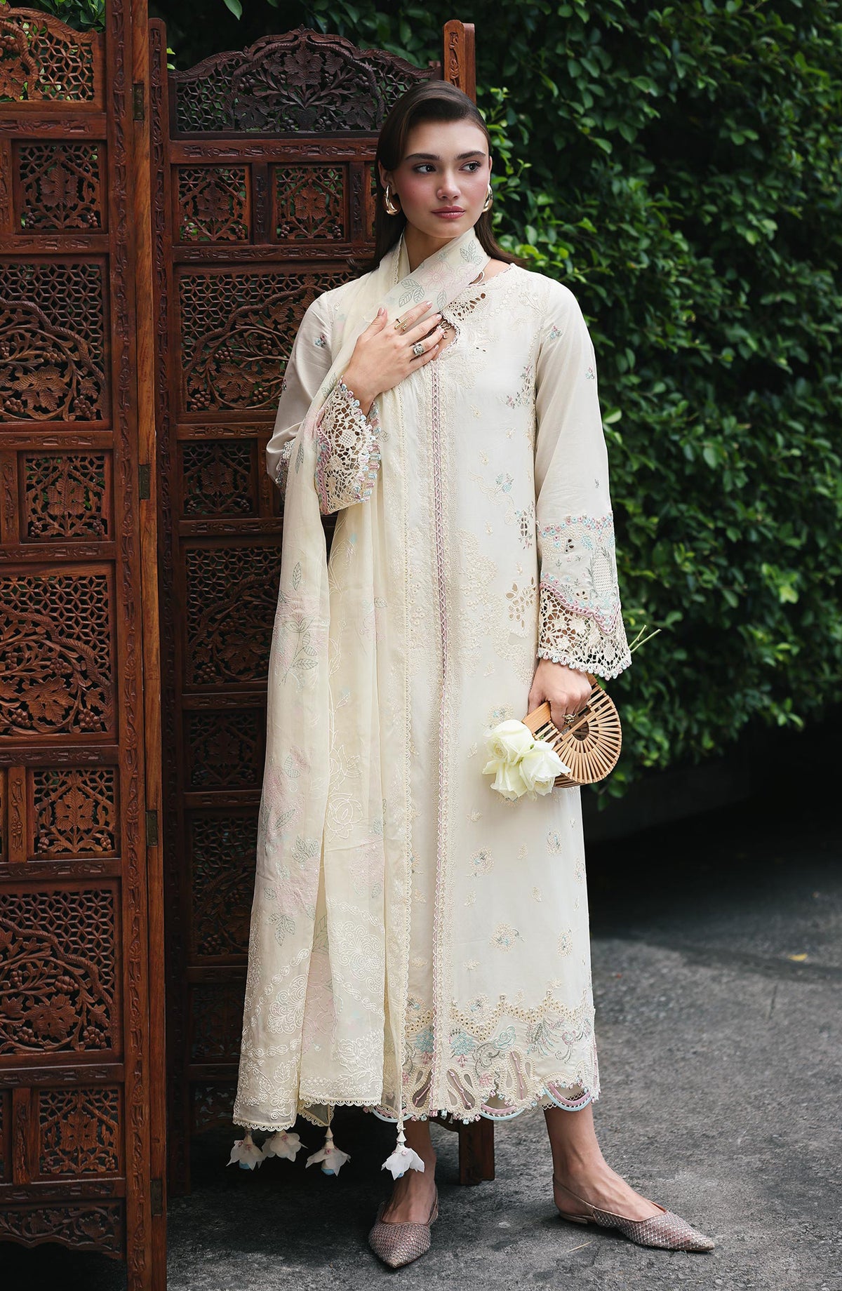 Qalamkar Qline Embroidered Lawn Unstitched 3 Piece Suit - RP-01 Savera - QL26QLWN - Fawn - Summer Collection